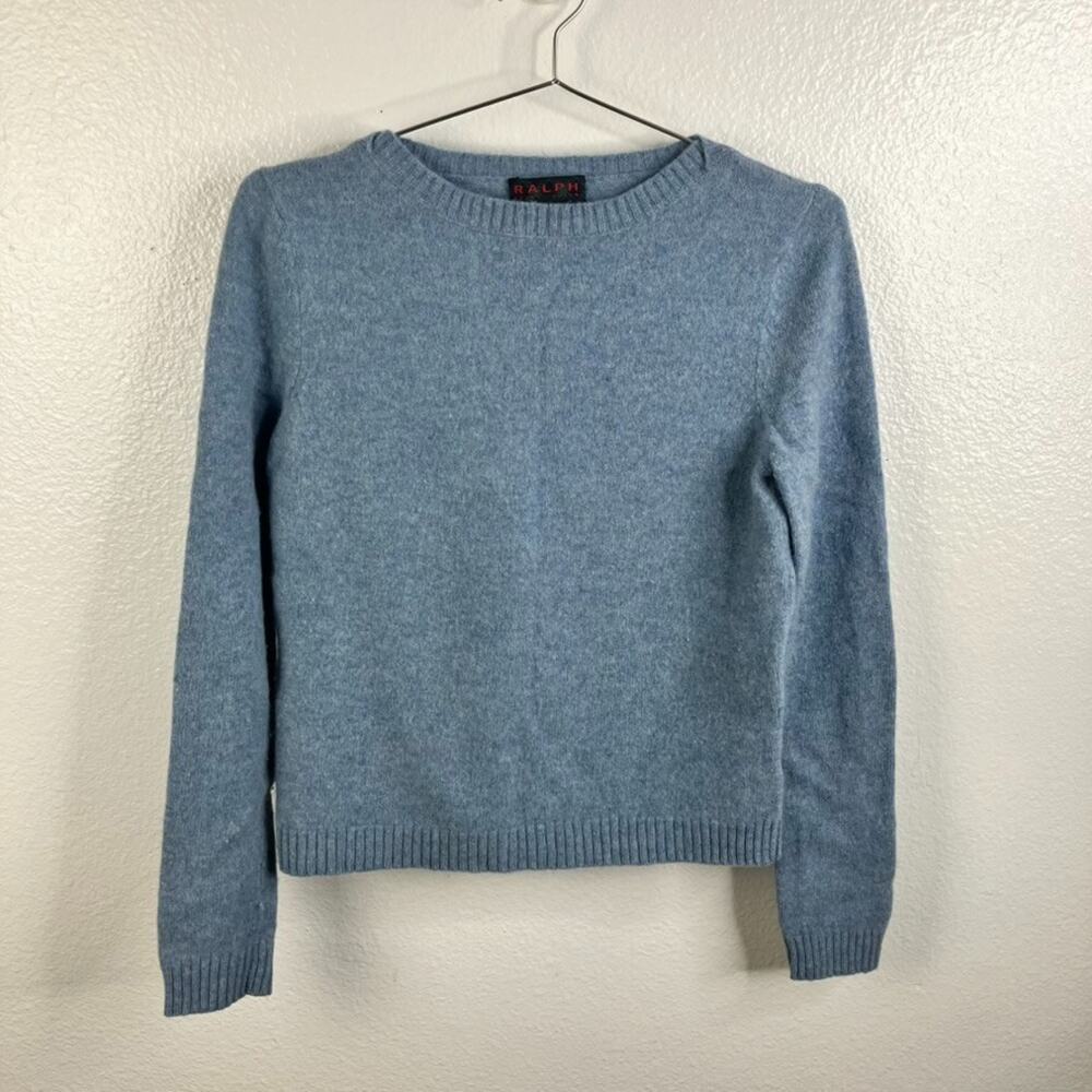 Vintage Ralph Lauren Lambswool Knit Sweater Sz L Pastel Blue Preppy Academia Y2K